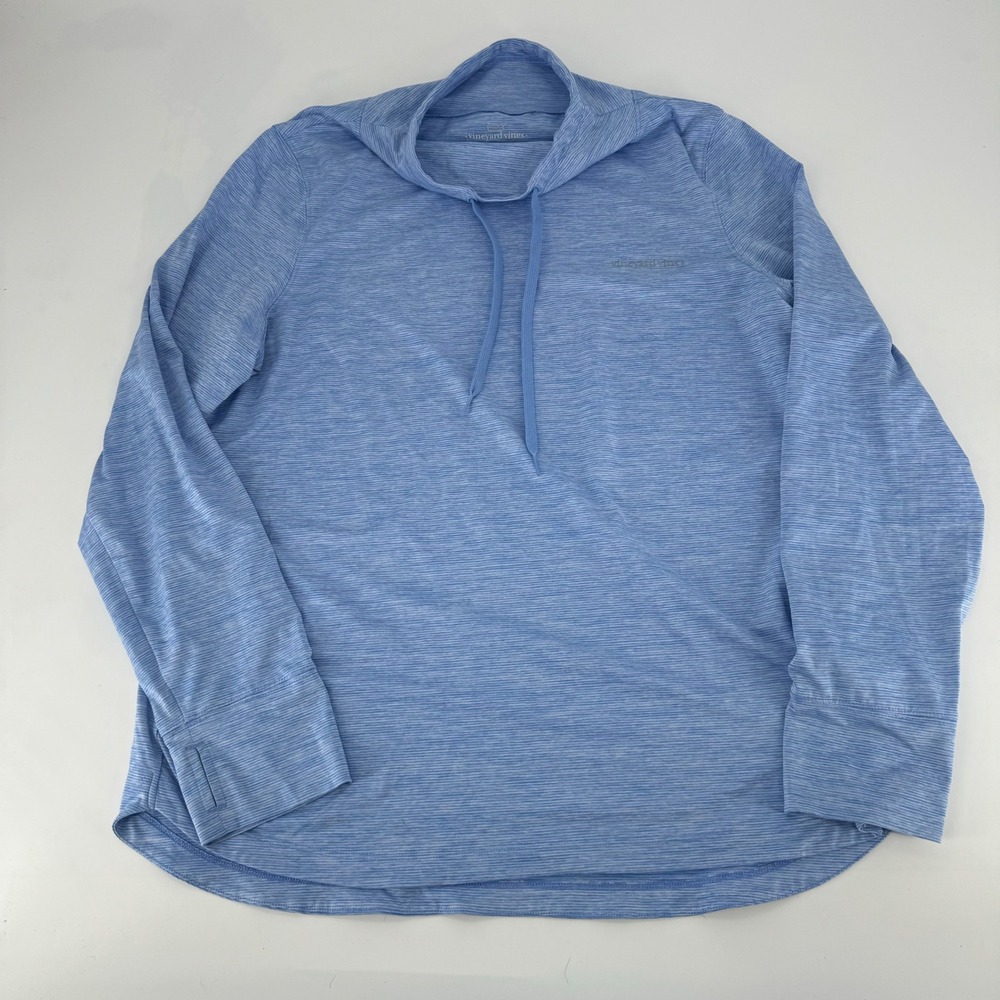 Vineyard Vines Performance Hoodie XL Blue Space Dye Thumbhole Activewear Top